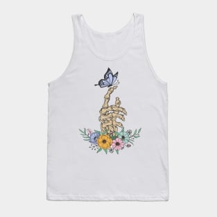 Skull with flowers and butterfly Tank Top